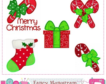 Candy Cane Machine Embroidery - Christmas Gift Applique Design 242A