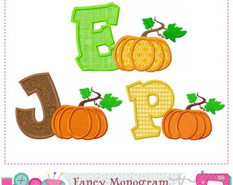 Pumpkin Alphabet Monograms - Thanksgiving Machine Embroidery Fonts Design -2017