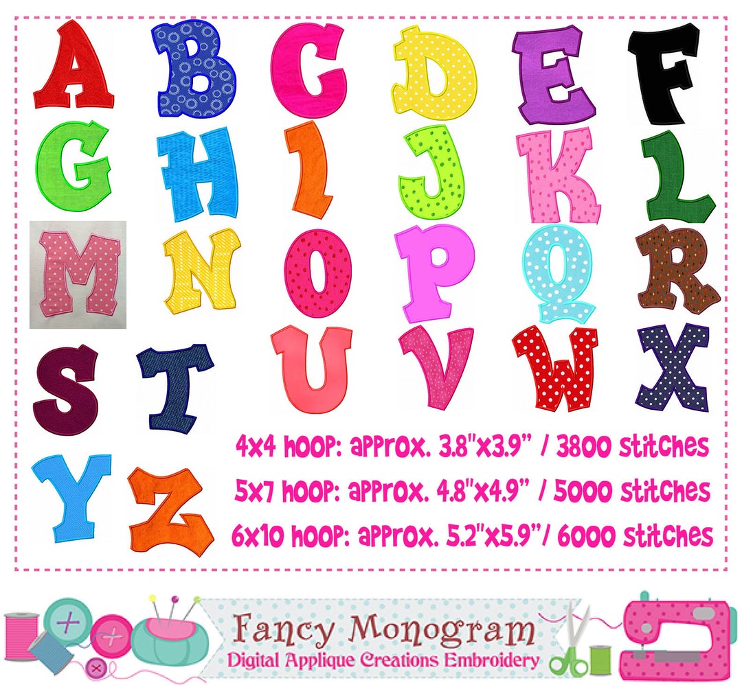 Alphabet Embroidery-alphabet Applique-font Applique-font in 3 - Etsy