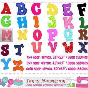 Letters applique - Fonts Machine Embroidery Alphabet Monogram Design -1622