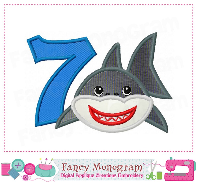 Shark Dad Numbers Applique Shark Numbers Embroidery Shark Etsy
