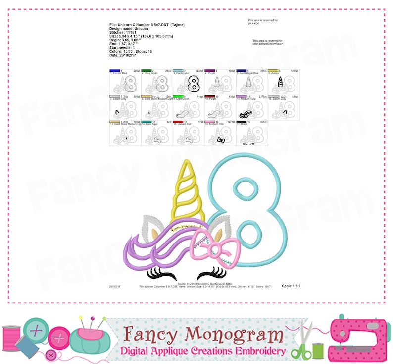 unicorn numbers embroidery unicorn embroidery girl etsy