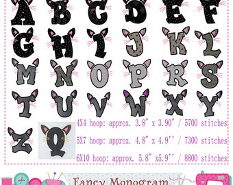 Halloween Alphabet embroidery - Cat Girl Letters applique - Birthday party Monograms design - 26 Fonts - machine embroidery-1610