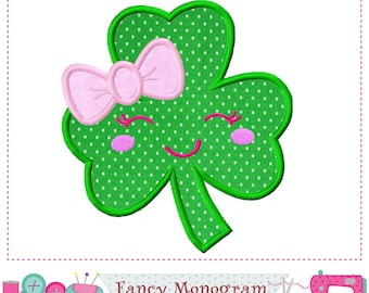 Shamrock Bow Applique Embroidery for St. Patrick's Day Decor 2222