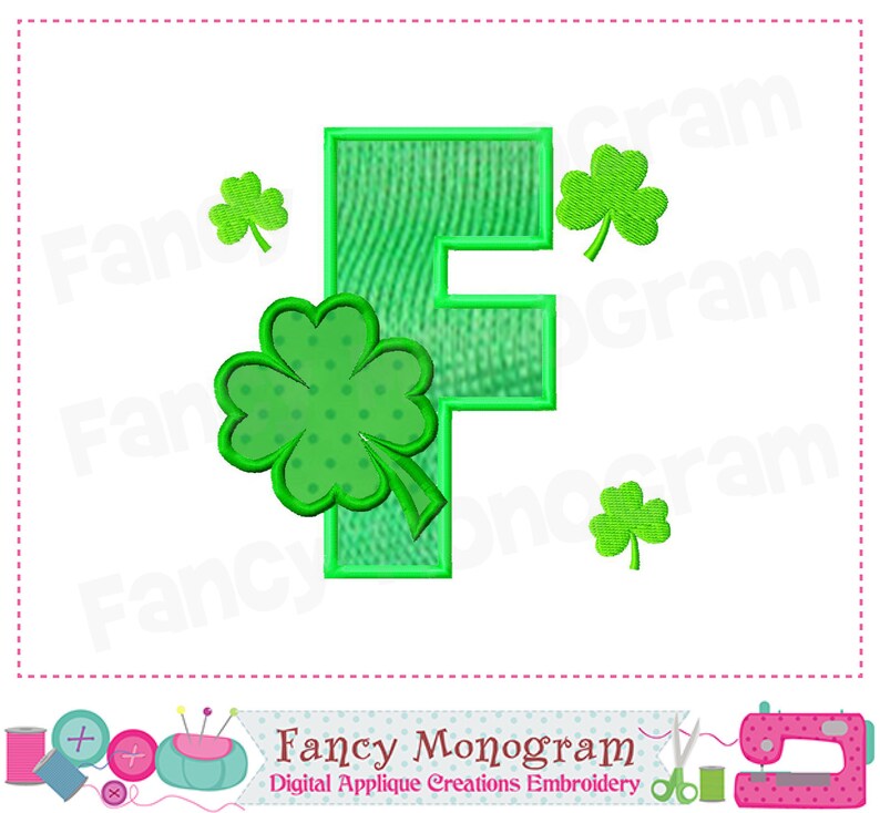 St Patrick's Day Alphabet borduurwerk Shamrock Monograms ...