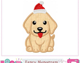 Christmas Puppy Santa Hat Embroidered Applique -258PT
