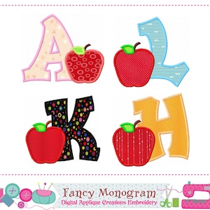 Czcionka do haftu z monogramem Apple – projekt na powrót do szkoły – 1486