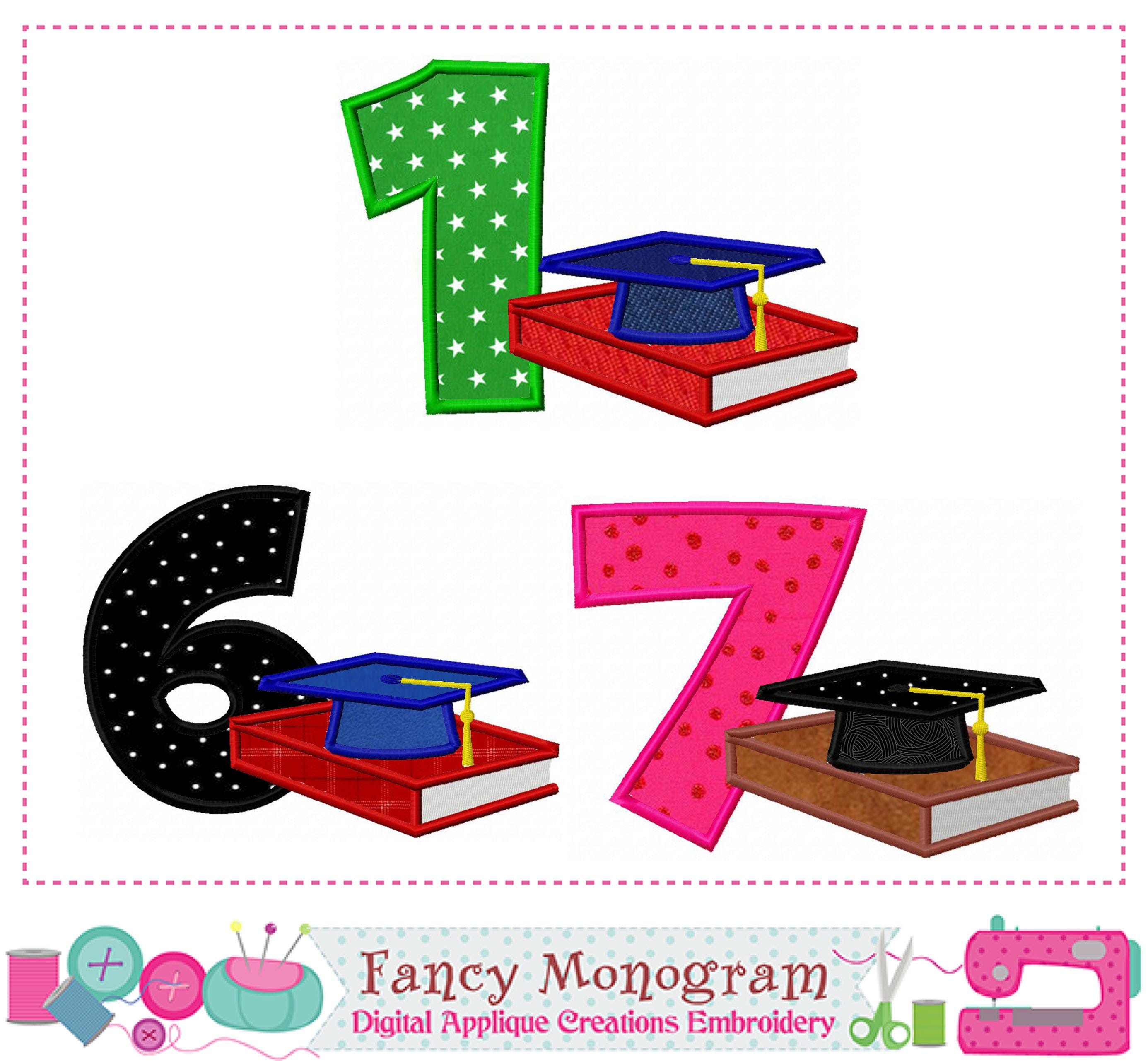 Graduation Numbers Applique Embroidery Design (digital Download) 2167 ...