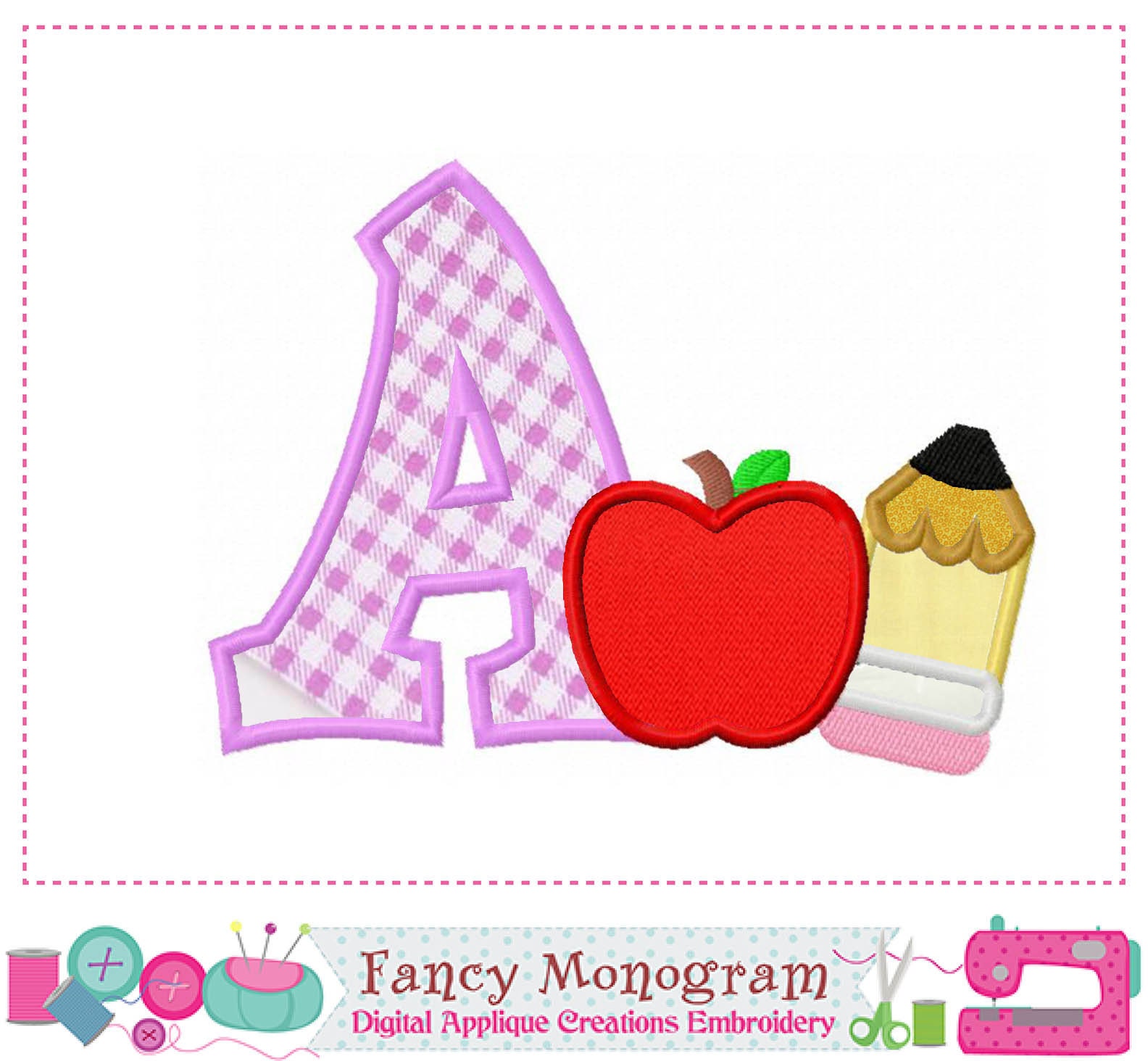 Apple School Monograms Embroidery Font - Back to School Alphabet ...