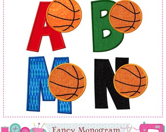 Basketball Alphabet Embroidery Font Applique - Monogram Designs (Digital Download) 1536