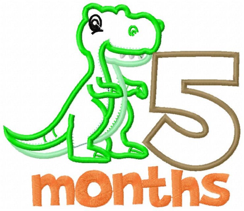 Trex Numbers Embroidery Design Baby Shower Numbers Design Etsy