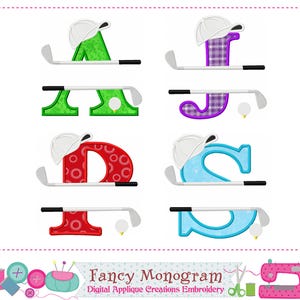 Golf Split Monogram Applique Embroidery Design (Digital Download) 242G