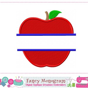 Split apple Machine embroidery custom design - school embroidery design - Back to School design - shirt design-2082