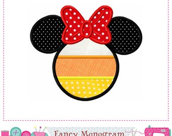 Minnie Mouse Applique Design - Halloween Candy Corn Embroidery File  2597
