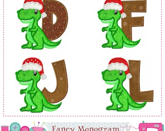 Santa Letters Monogram Alphabet design - T-Rex Font Applique Machine Embroidery -1812