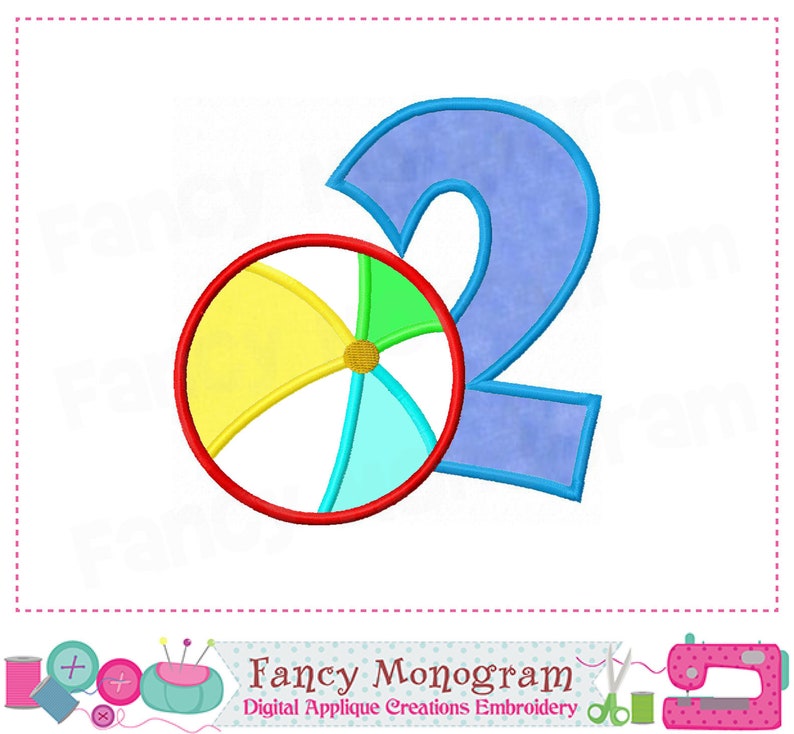 Beach Ball Numbers Applique Summer Numbers Embroidery Etsy