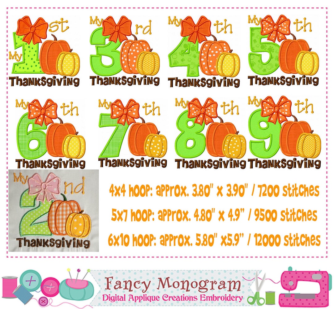Thanksgiving Numbers Applique Design Pumpkin Numbers Applique ...