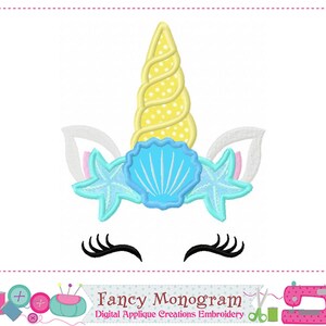 Unicorn Applique Embroidery - Beach Summer Design 233U