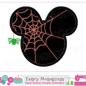Halloween Spider Web Machine Embroidery Design - Mickey Mouse Applique Pattern -0 INSTANT DOWNLOAD-2289