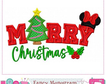 Merry Christmas Applique – Minnie Mouse Embroidery Design -2511D