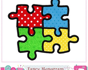 Jigsaw Puzzle Applique Embroidery Design - Fun Crafting Pattern 259JP