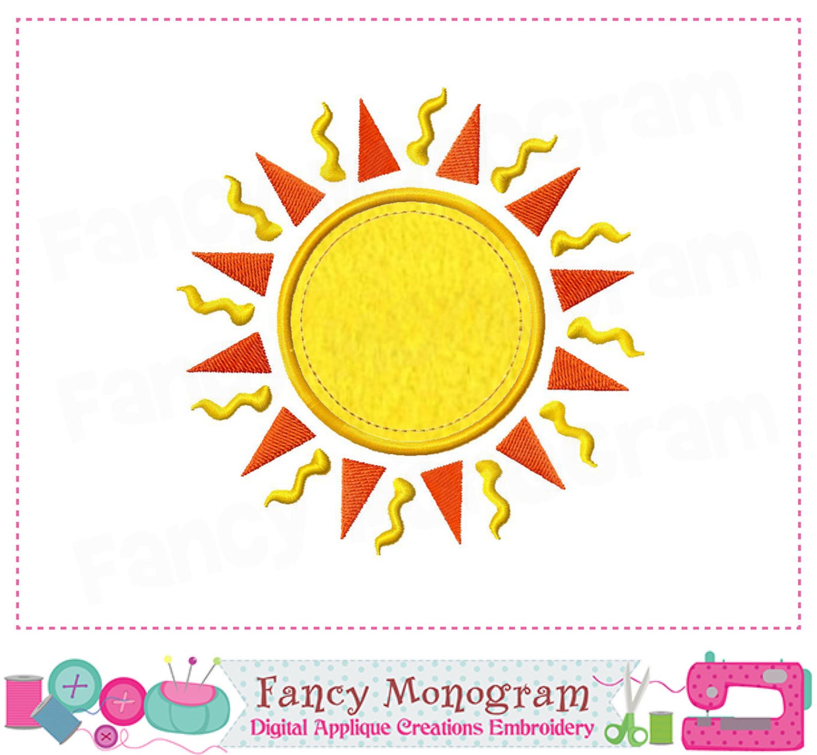 Sun applique Sun embroidery Sun design Summer applique Etsy