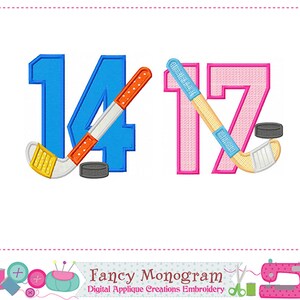 Aplique bordado com números de hóquei no gelo - Design para esportes de inverno (bastidores 4x4, 5x7, 6x10 e 7x10) 2268