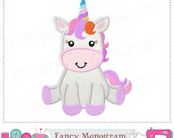 Unicorn Applique - Baby Girl Machine Embroidery Design (Digital Download) 250U