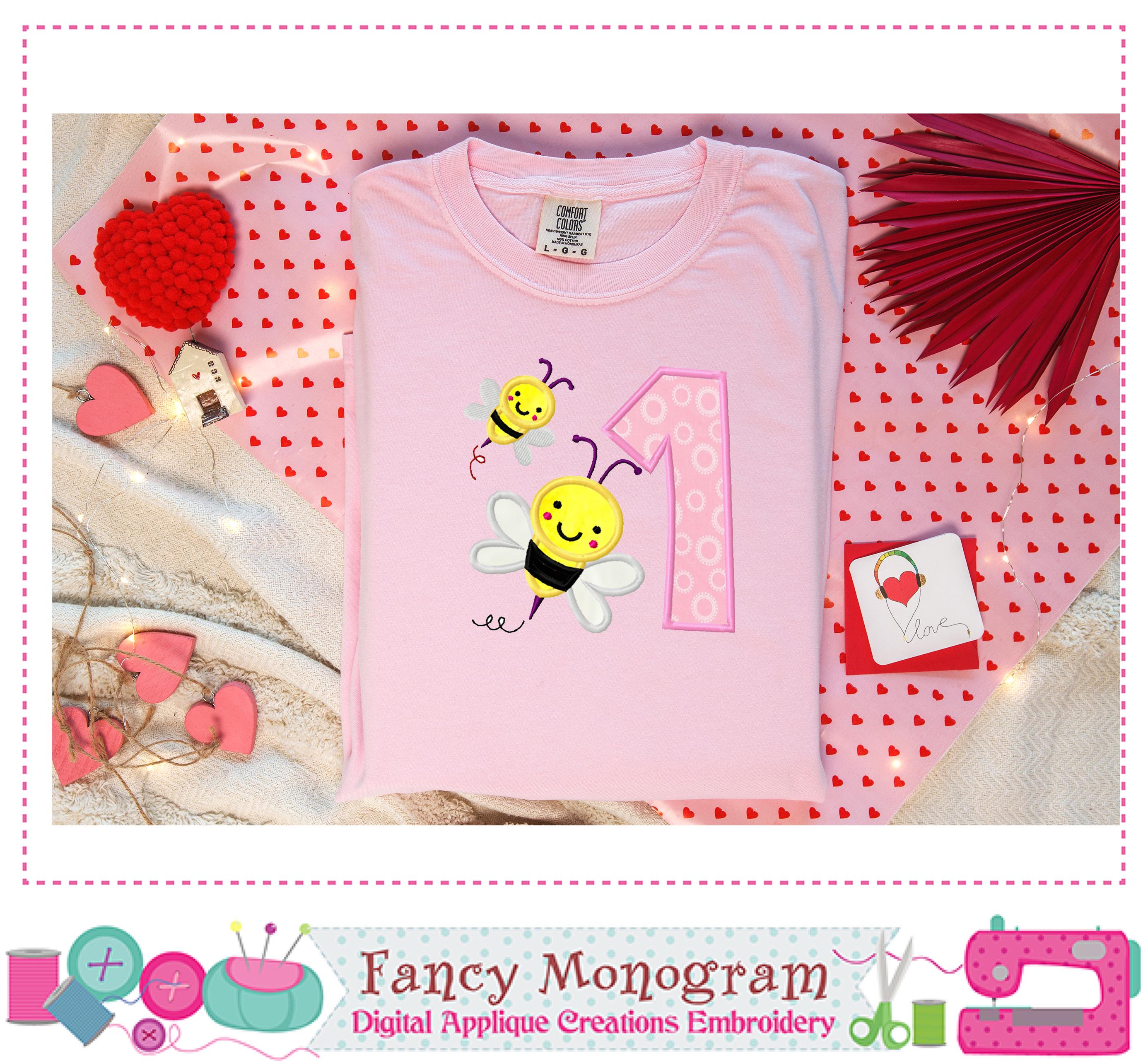 Numbers Bumble Bee Applique Design Machine Embroidery -1557 - Etsy