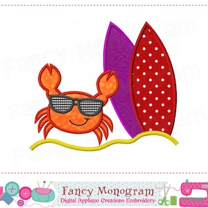 Surfboard Applique Embroidery Design - Beach Summer Embroidery Pattern - shirt design