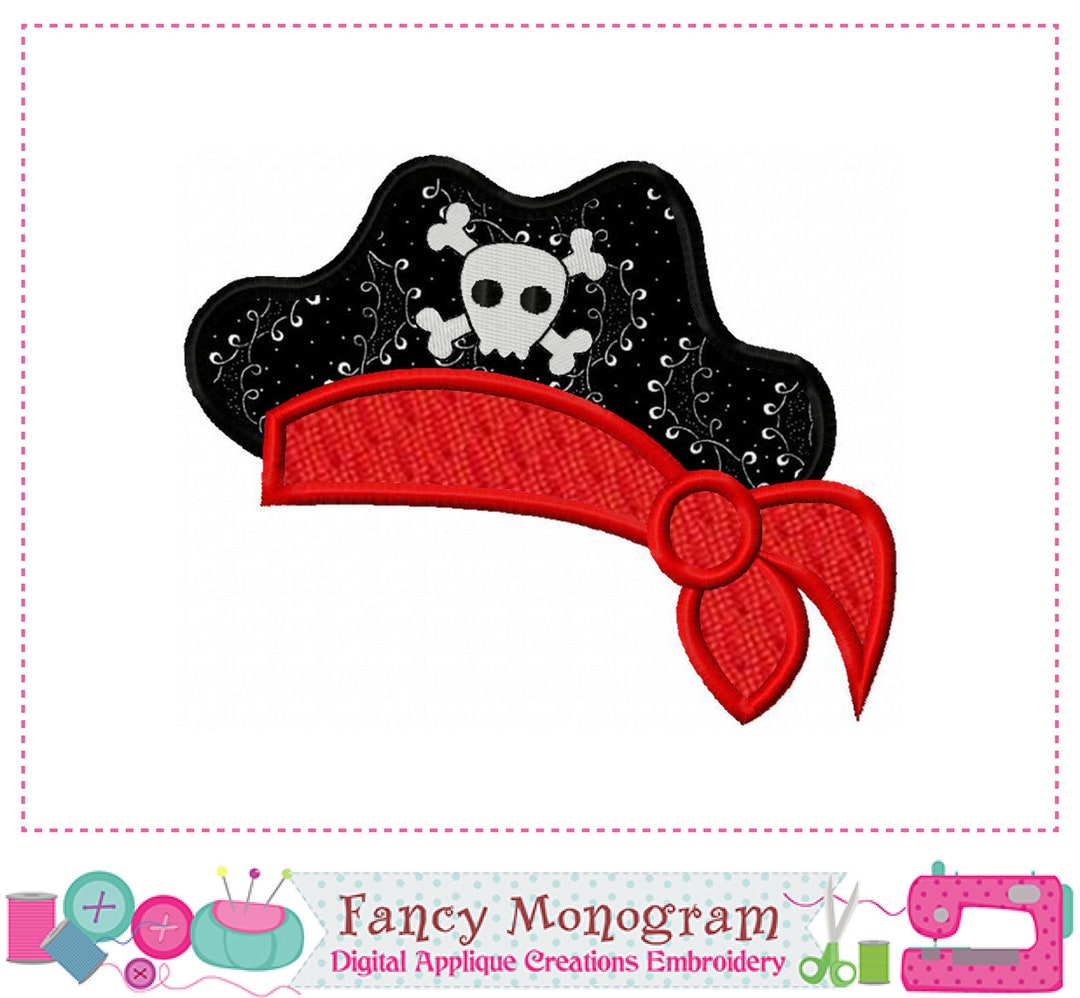 Pirate Hat Applique Pirate Applique Pirate Embroidery Etsy