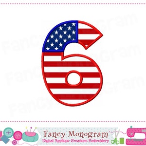 4th of July Numbers applique The Old Glory Patriotic applique 4th of July applique Birthday Numbers Independence Day image 8