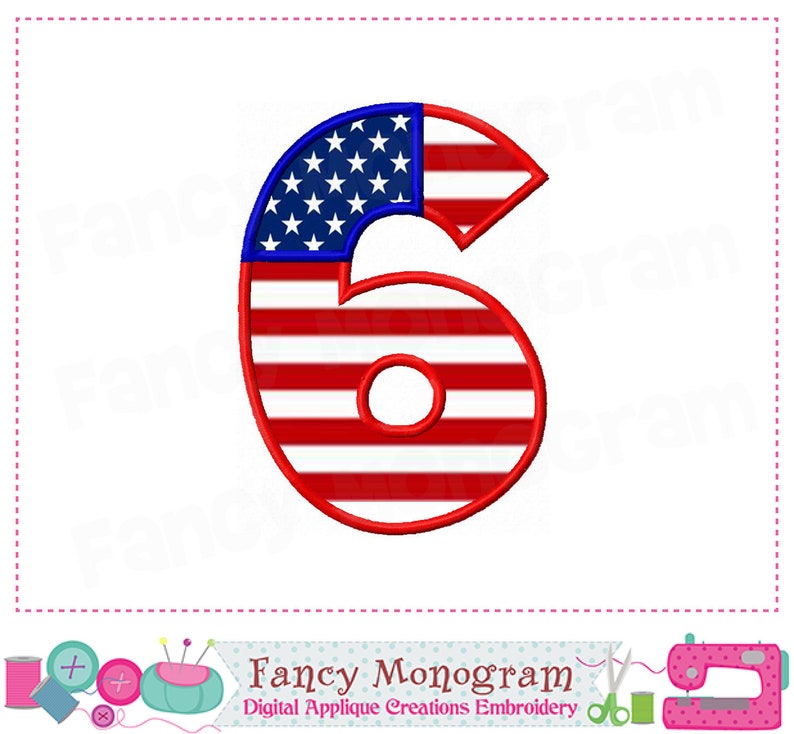 4th of July Numbers applique The Old Glory Patriotic applique 4th of July applique Birthday Numbers Independence Day image 8