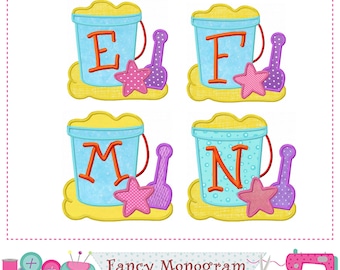 Beach Bucket Alphabet Design - Embroidery Fonts Monograms Letters -1661