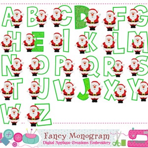 Aplique de letras navideñas - Patrón de bordado de letras de Papá Noel - 2198