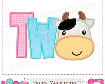 TWO Applique - Cow Machine Embroidery Design  (Instant Download)