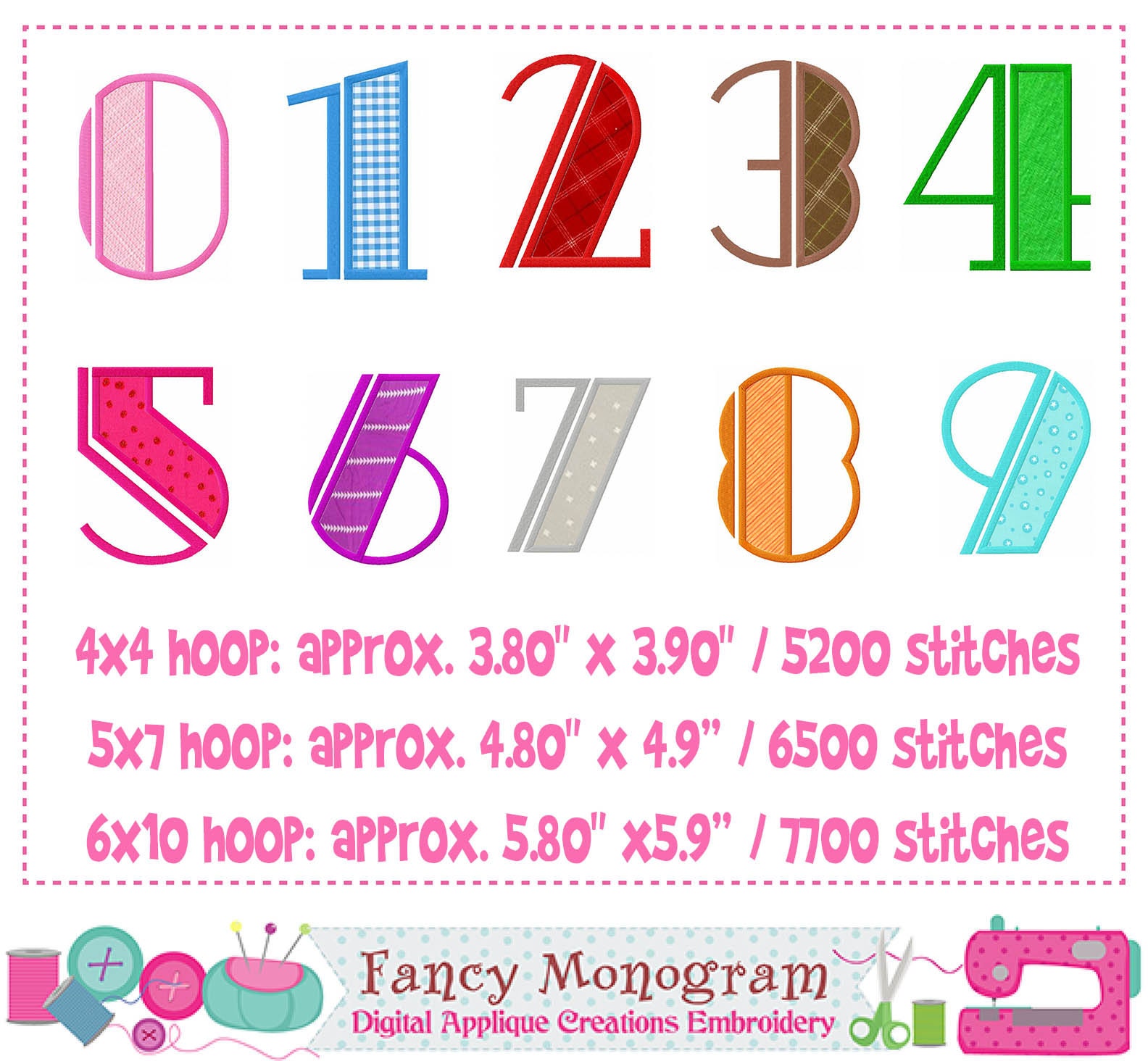 Custom Numbers Applique Embroidery Art Design for Kids' Clothing -19820 ...