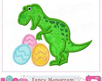 T-Rex Dinosaur Easter Applique Embroidery Design -233T