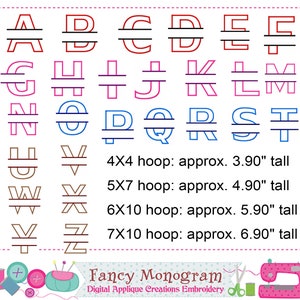 Split Monogram Embroidery Font Set: Applique Alphabet (Digital Download)