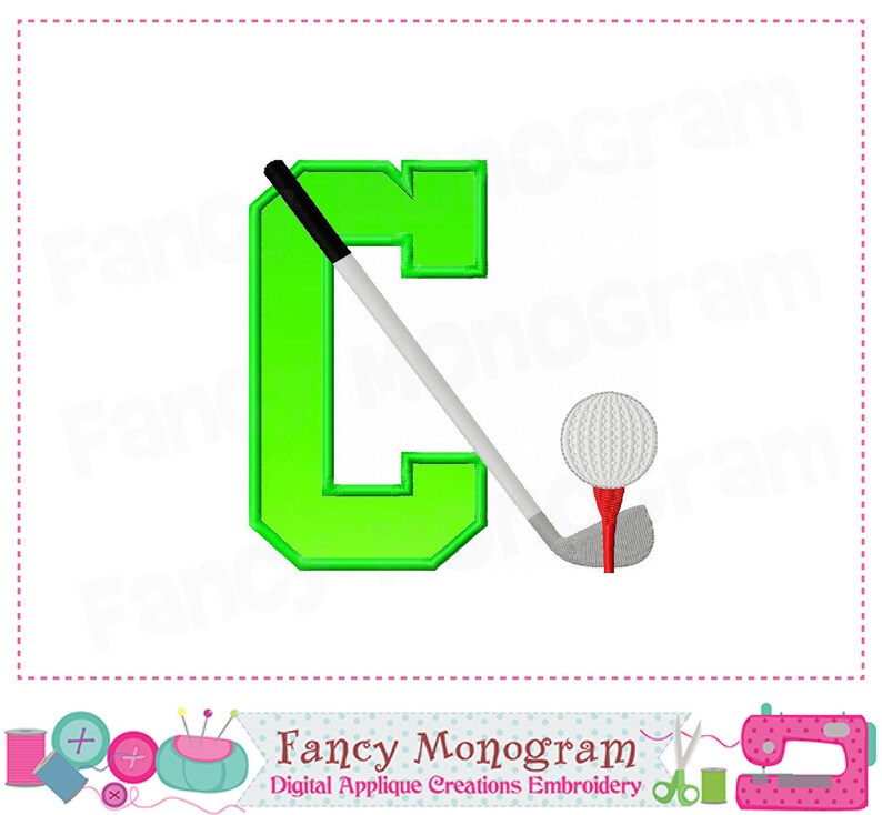 Golf Alphabet applique embroidery Golf Monograms design Etsy