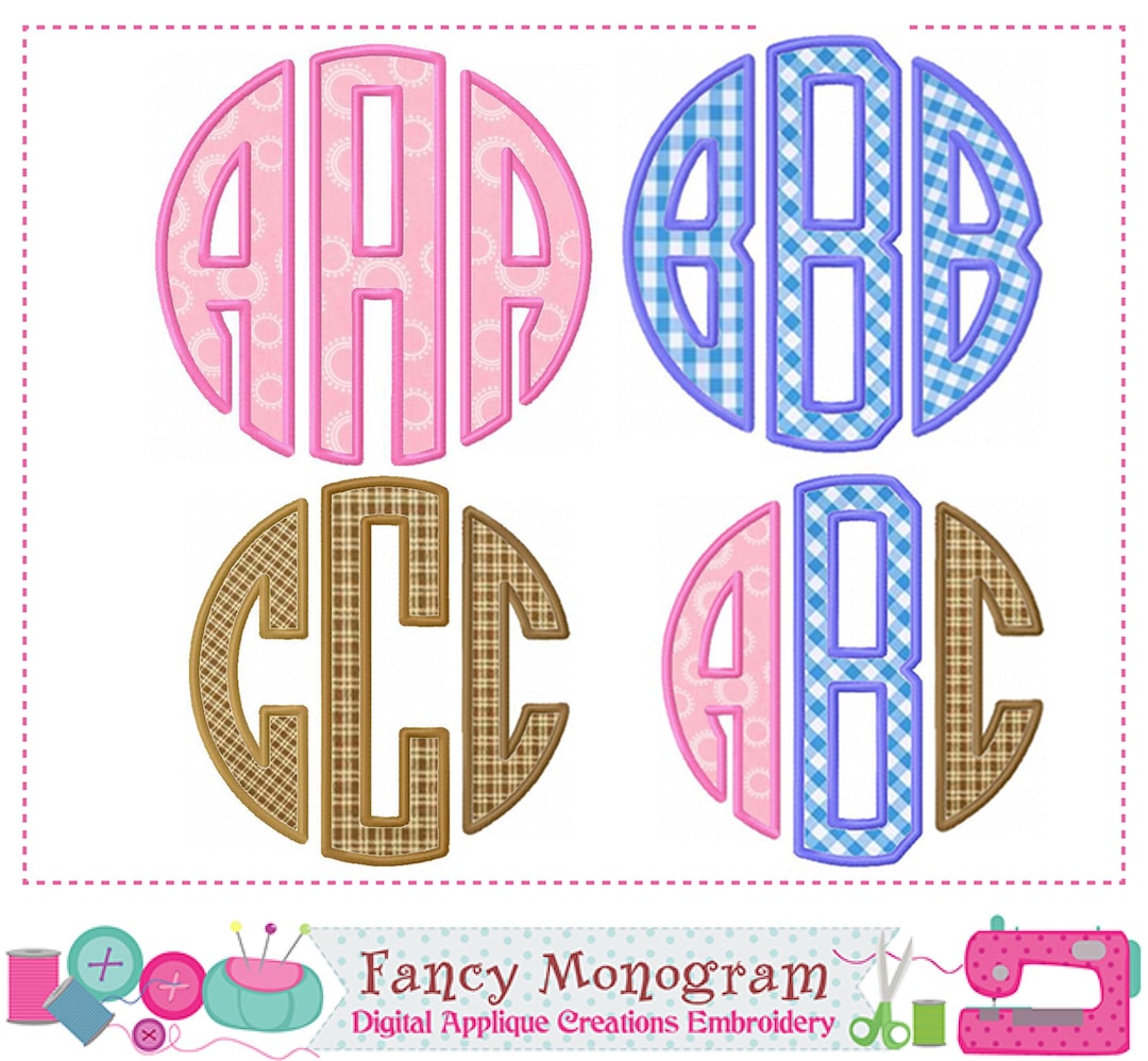 Encircle Letter Circle Letters Alphabet Applique Embroidery Design - Custom Monogram ...