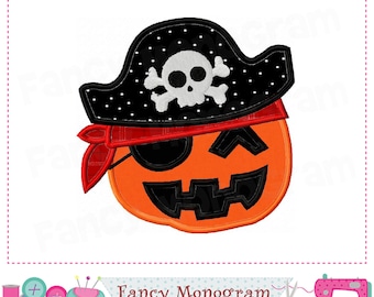 Halloween Pirate Applique - Machine Embroidery Pumpkin Design  -11