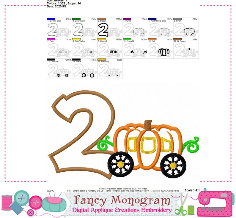 Pumpkin Coach Number 2 Applique Embroidery Design My 2nd Etsy
