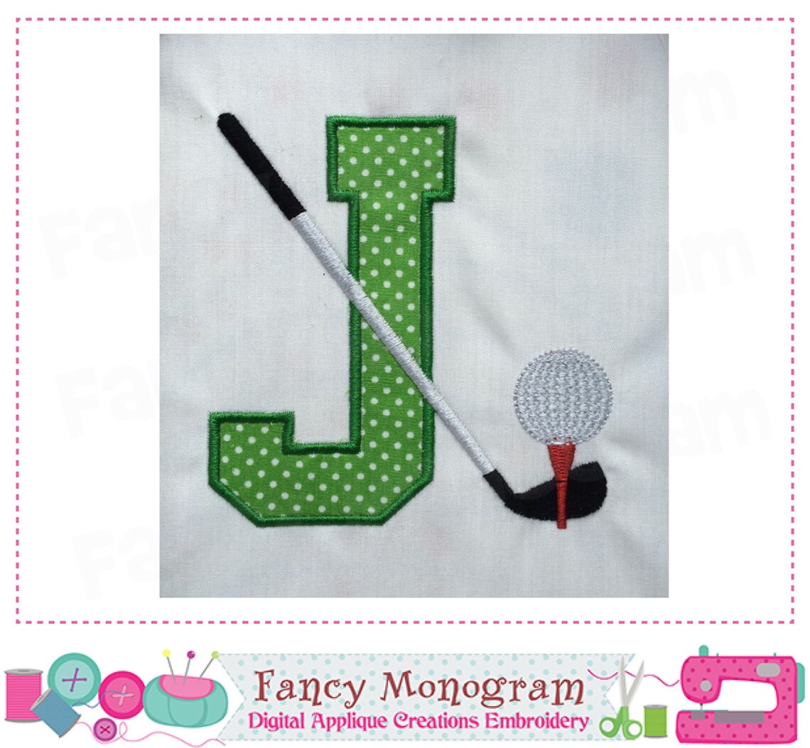 Golf Alphabet applique embroidery Golf Monograms design Etsy