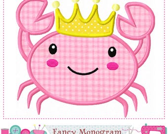 Crab Crown Applique Embroidery - Coastal Decor 2555