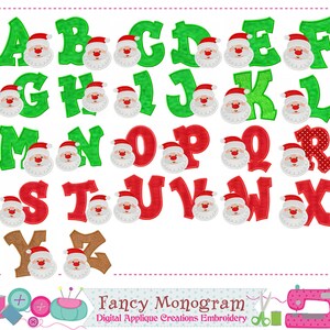 Diseño de letras y monogramas navideños - Bordado de fuente con apliques de Papá Noel - 2312L