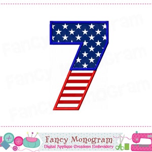 4th of July Numbers applique The Old Glory Patriotic applique 4th of July applique Birthday Numbers Independence Day image 9