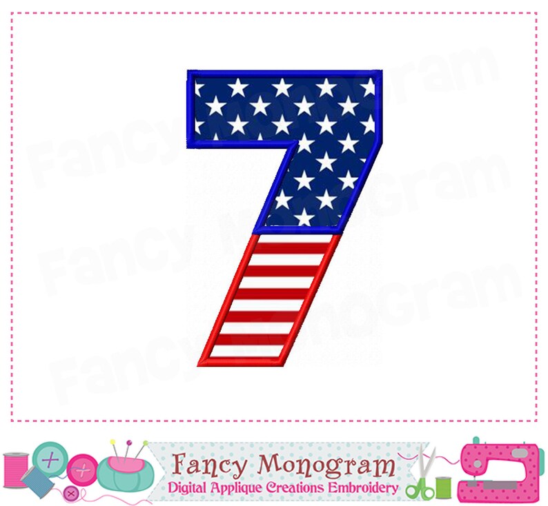 4th of July Numbers applique The Old Glory Patriotic applique 4th of July applique Birthday Numbers Independence Day image 9