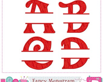 Split Design Alphabet Embroidery - Font Applique Patterns -242P