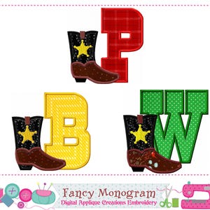 Cowboy Boot Stickerei Schrift - Western Alphabet Monogramm Design -1573